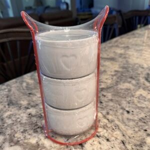 Ceramic Bowls with Hearts 3-Tier Stackable W/ Rack